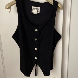 Womens Mevisto Black on Black Embroidered Vest